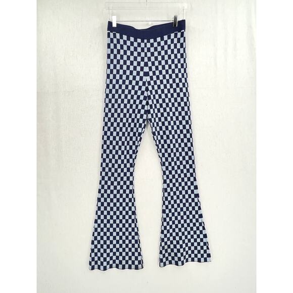 BAUM UND PFERDGARTEN Pants Womens M Blue Caramba Checkered Flare High Rise Y2K - Picture 4 of 15